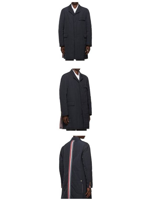 Men's Center Back Three Stripes Chesterfield Padded Single Coat Navy - THOM BROWNE - BALAAN 5