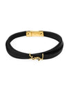 Opyum Double Wrap Leather Bracelet Black - SAINT LAURENT - BALAAN 3