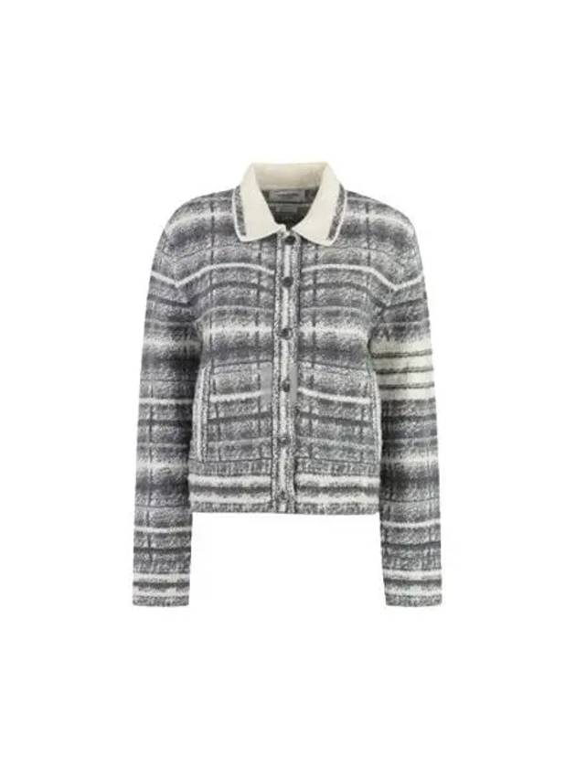 Tartan Check 4 Bar Cardigan Grey - THOM BROWNE - BALAAN 2