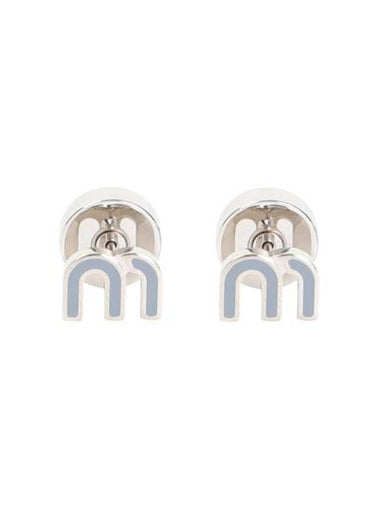 logo enamel metal earrings sky blue - MIU MIU - BALAAN 1