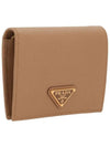 Gold Triangle Logo Saffiano Half Wallet Caramel - PRADA - BALAAN 4