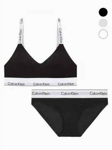 Underwear Women s Modern Cotton Hook Eye Bralette Panties Set 3 Colors - CALVIN KLEIN - BALAAN 1