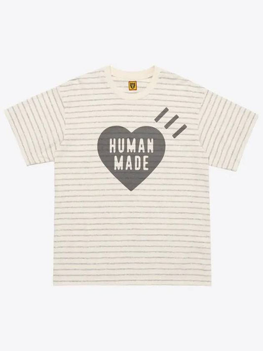 Striped heart short sleeve t shirt gray HM27CS041 - HUMAN MADE - BALAAN 1