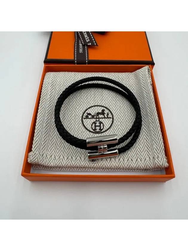 Tunis Tresse Palladium Bracelet Noir - HERMES - BALAAN 3