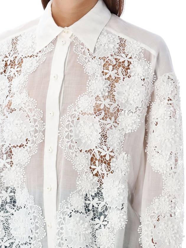 Halliday lace flower long sleeve shirt 9804TSS241_IVO - ZIMMERMANN - BALAAN 4