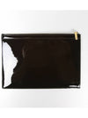 Leather Zipper Tablet Small Clutch Bag Black - THOM BROWNE - BALAAN 3