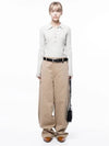 For Woman Women M243PT04BEW Side Tuck Wide Cotton Slacks Beige - CHANCE'S NOI - BALAAN 7