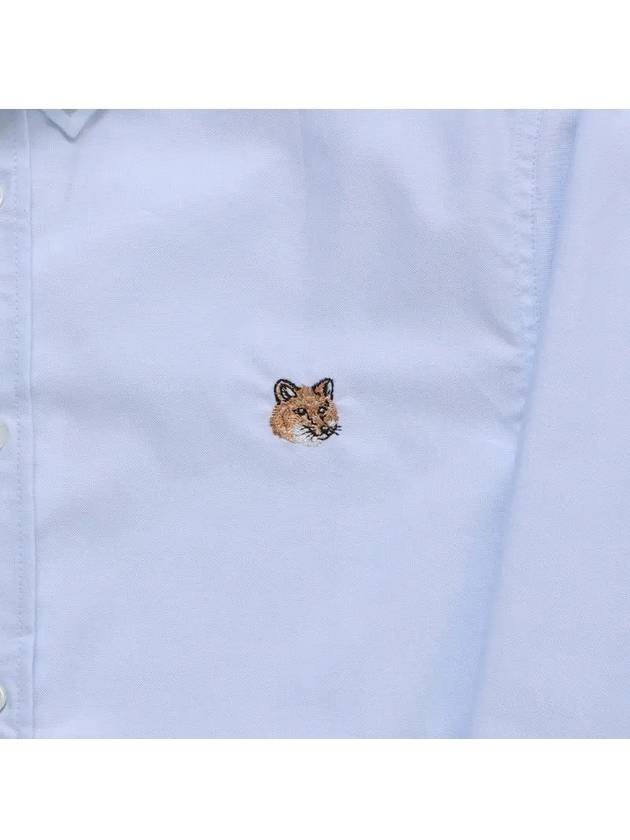 Fox Head Embroidery Long Sleeve Shirt Blue - MAISON KITSUNE - BALAAN 4