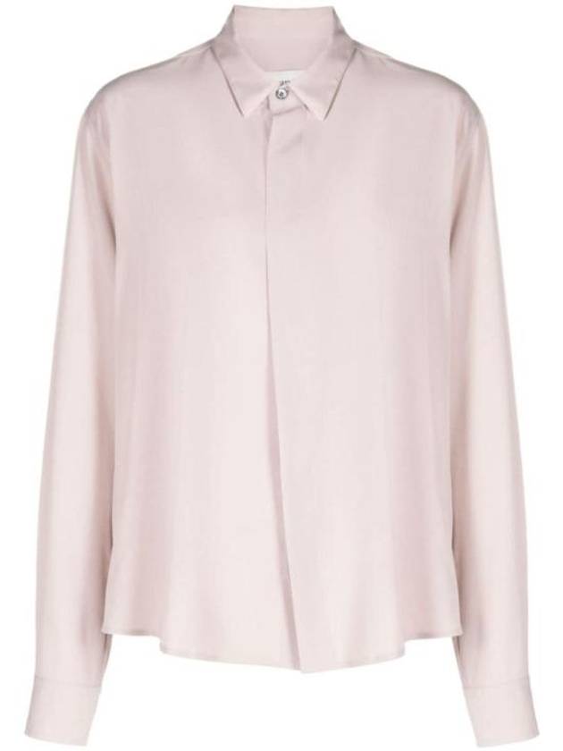 Button Silk Blend Long Sleeve Shirt Powder Pink - AMI - BALAAN 1