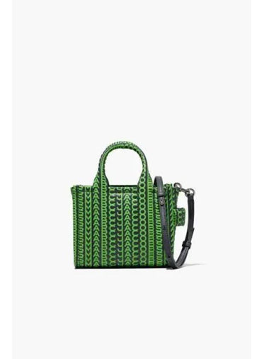 Monogram Leather Mini Tote GreyFluoGreen MBBAW22011GRX - MARC JACOBS - BALAAN 1