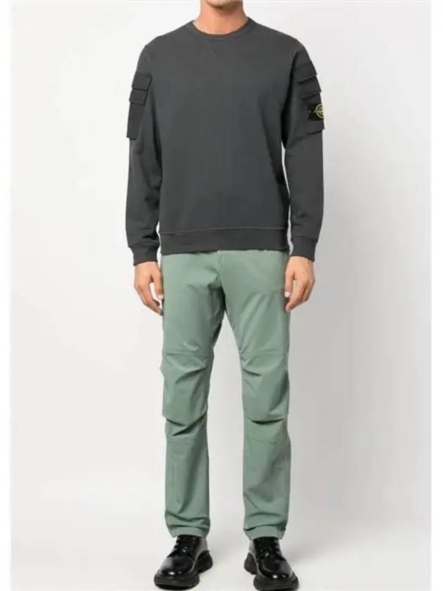 Men's Wappen Patch Cargo Pocket Sweatshirt Grey - STONE ISLAND - BALAAN 8