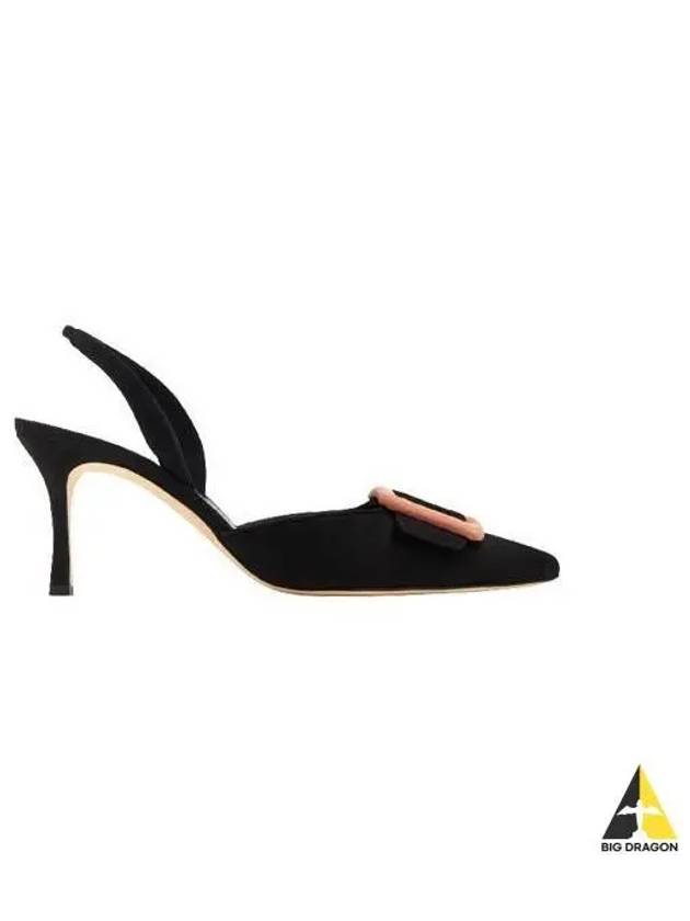 Manolo Blahnik Women Buckle Suede Pumps Slingback Heel Black MAYSLIBI - MANOLO BLAHNIK - BALAAN 1