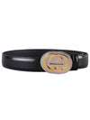 GG Interlocking Leather Belt Black - GUCCI - BALAAN 2