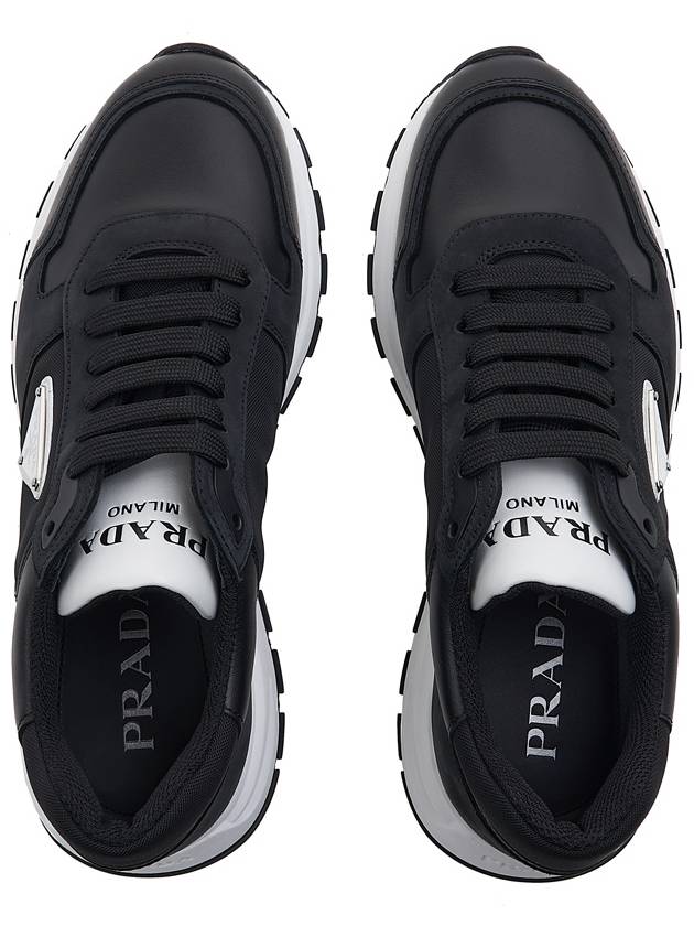 Nubuck Nylon Low Top Sneakers Black - PRADA - BALAAN 7