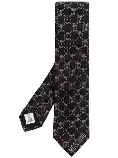 Moschino Silk Tie With Monogram, Men's, Black - MOSCHINO - BALAAN 1