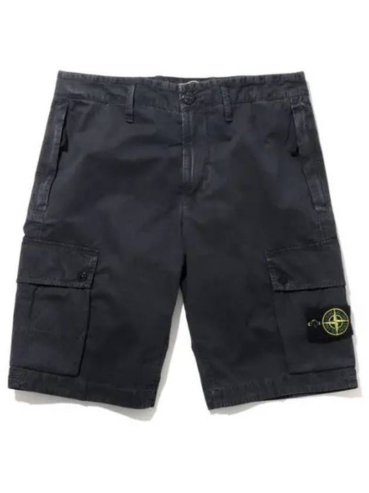 Men's Logo Patch Cargo Bermuda Shorts Steel Gray - STONE ISLAND - BALAAN.