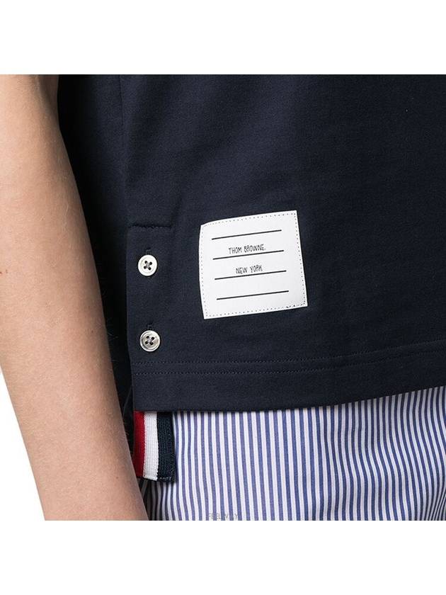 Asymmetric Hem Short Sleeve T-Shirt Navy - THOM BROWNE - BALAAN 5