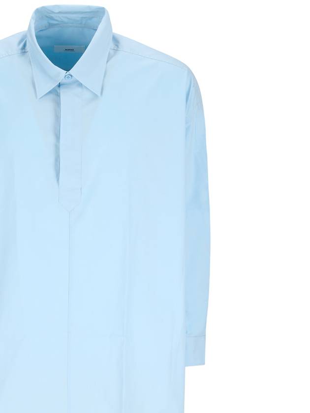 Long Sleeve Shirt Short Dress Sky Blue - AMI - BALAAN 4