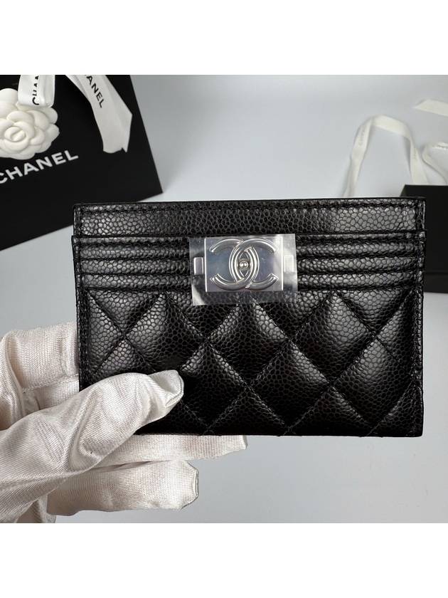 Boy Women Card Wallet Black Silver Caviar A84431 - CHANEL - BALAAN 5