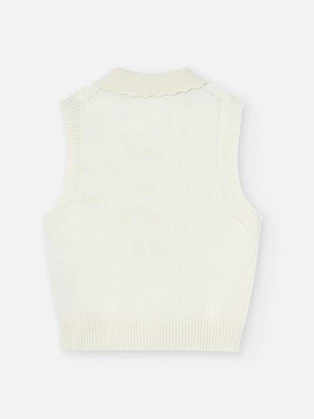 Women's Collar Neck Logo Knit Vest Ivory - GANNI - BALAAN 3