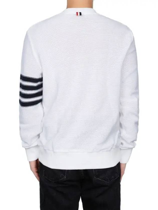 Open Raschel Stitch 4-Bar Sweatshirt White - THOM BROWNE - BALAAN 5