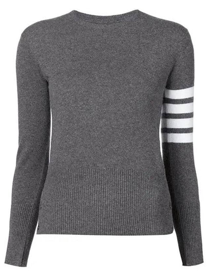 Women's 4 Bar Classic Cashmere Pullover Knit Top Dark Grey - THOM BROWNE - BALAAN 2