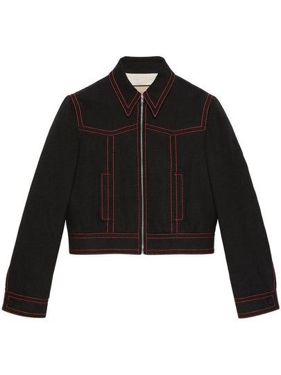 Viscose Canvas Bomber Jacket Black - GUCCI - BALAAN 2