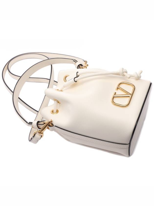 Mini drawstring V logo signature bucket bag ivory 5W2P0Z44VNL098 - VALENTINO - BALAAN 6