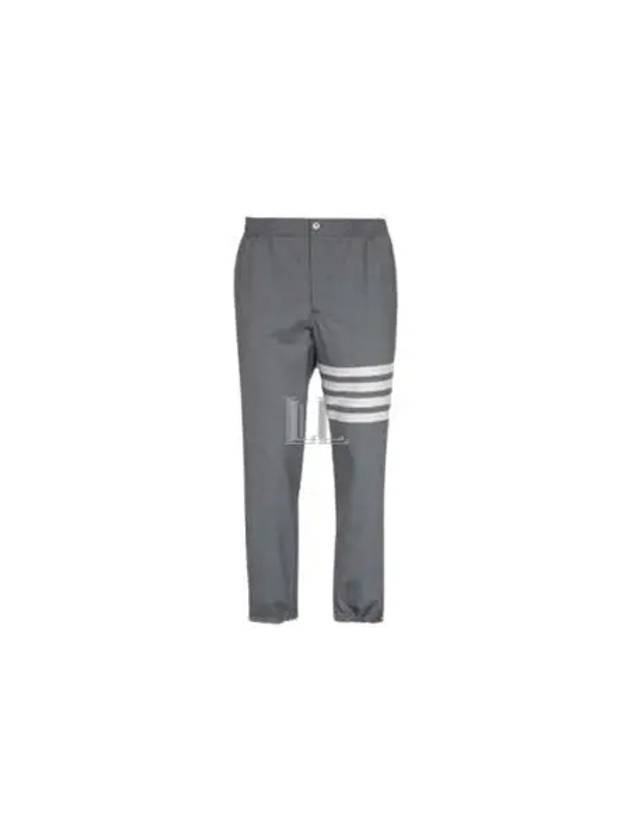 Plain Weave 4-Bar Elastic Waist Track Pants Grey - THOM BROWNE - BALAAN 2