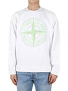 Garment Dyed Stitches Four Print Crewneck Sweatshirt White - STONE ISLAND - BALAAN 2