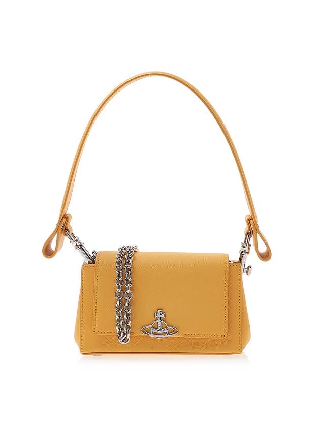 Hazel Logo Plaque Small Leather Shoulder Bag Yellow - VIVIENNE WESTWOOD - BALAAN 1