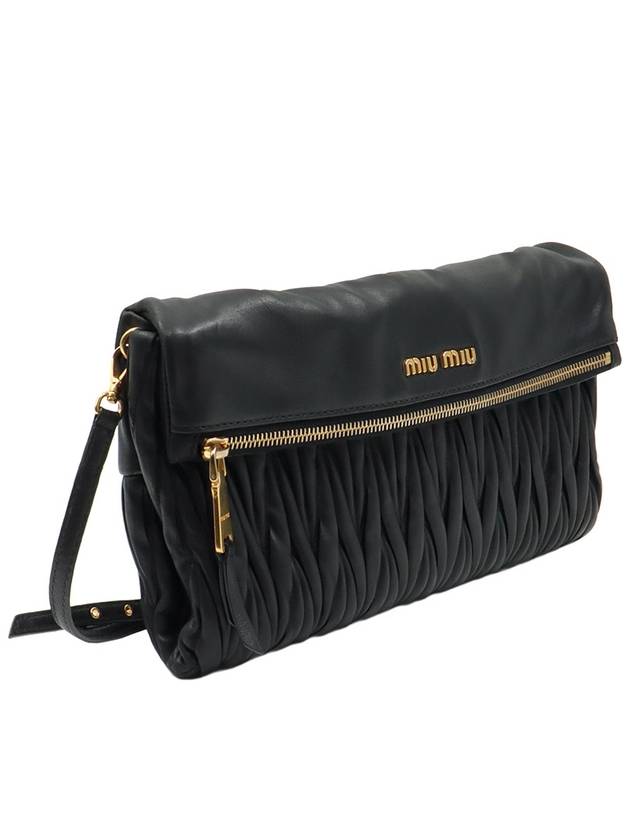 Black leather Materasse gold flap clutch cross bag 5BF385 - MIU MIU - BALAAN 3