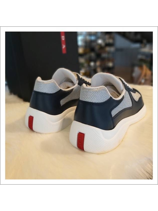 Men's America's Cup Low Top Sneakers Silver Navy - PRADA - BALAAN.