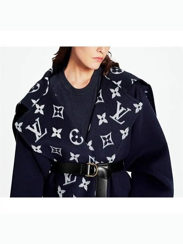 Flap Pocket Hooded Single Coat Navy - LOUIS VUITTON - BALAAN 3