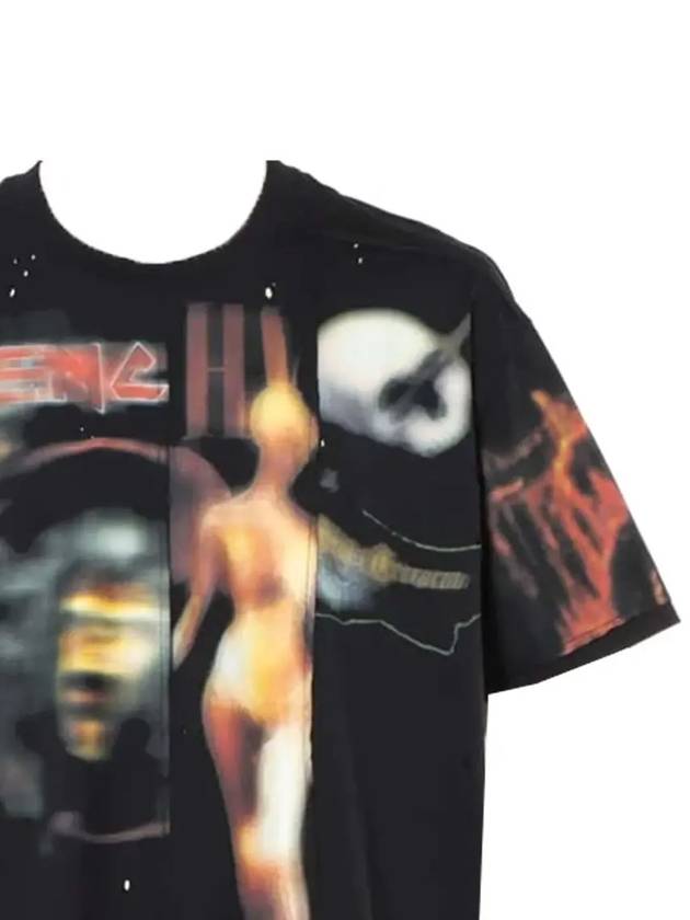 Graphic Print Crew Neck Short Sleeve T-Shirt Black - GIVENCHY - BALAAN 5