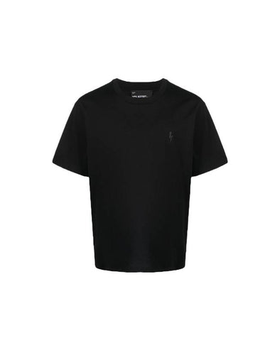 Men's Bolt Logo Cotton Short Sleeve T-Shirt Black - NEIL BARRETT - BALAAN 1