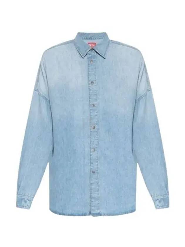 D Cama Logo Patch Denim Long Sleeve Shirt Light Blue - DIESEL - BALAAN 2