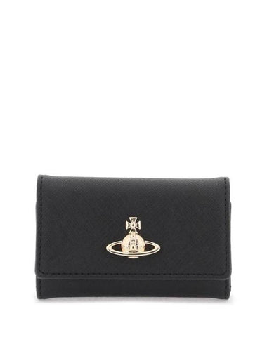 Logo Key Case Leather Wallet Black - VIVIENNE WESTWOOD - BALAAN 1