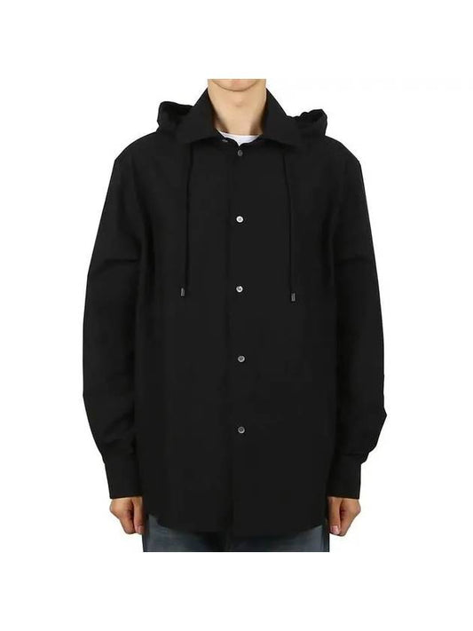 Anagram Overshirt Cotton Hooded Jacket Black - LOEWE - BALAAN 1