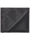 Shadow Diagonal Leather Half Wallet Black - FENDI - BALAAN 2