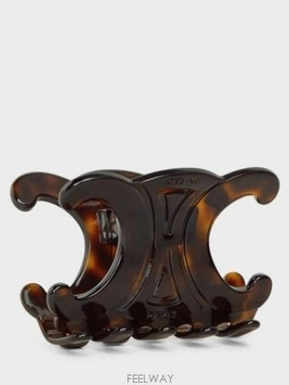 Triomphe Large Hair Clip Dark Havana - CELINE - BALAAN 2