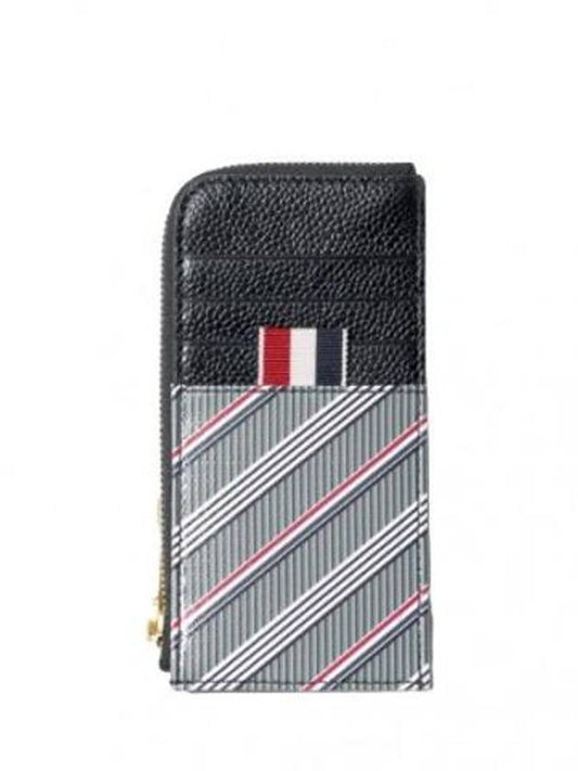 Card Wallet Monogram Coated RWB Stripe Zipper Pocket Card Wallet - THOM BROWNE - BALAAN 1