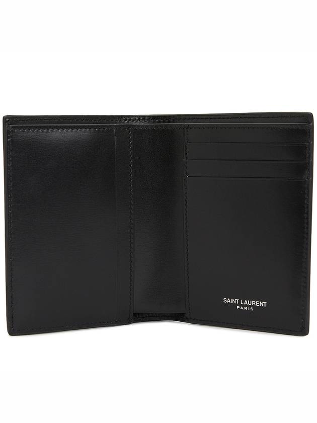 Men's Silver Monogram Fold Half Wallet Black - SAINT LAURENT - BALAAN 5