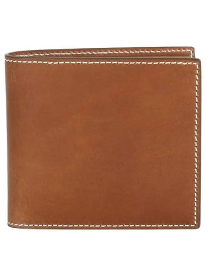 Vacchetta Leather Bill Fold Wallet Natural Brown - THOM BROWNE - BALAAN 2