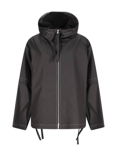 Contrast Stitch Hooded Jacket Black - JIL SANDER - BALAAN 2