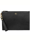 GG Marmont leather strap clutch bag black - GUCCI - BALAAN 3