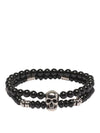 Skull Double Layered Agate Beads Bracelet Black - ALEXANDER MCQUEEN - BALAAN 1