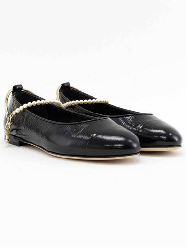 Classic ballerina flat shoes pearl strap black G38986 - CHANEL - BALAAN 1