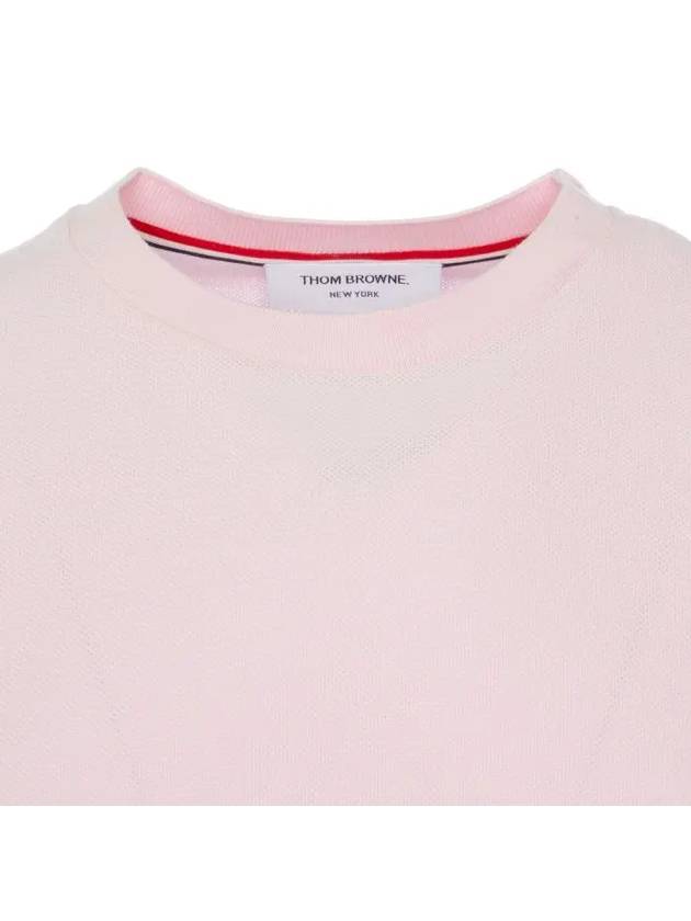 Men s side diagonal striped short sleeve t shirt light pink - THOM BROWNE - BALAAN 10