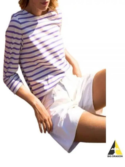 Galathee Striped Sailor Long Sleeve T-Shirt Ecru Violet - SAINT JAMES - BALAAN 2